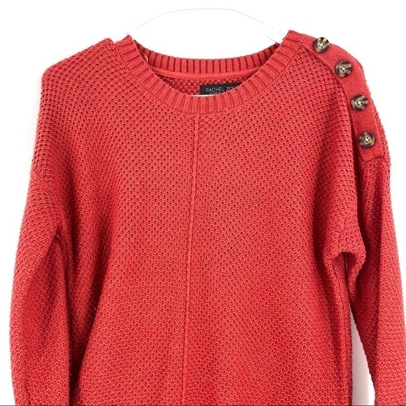 Rachel Zoe Crewneck Button Detail Tunic Sweater Long Sleeves - Picture 2 of 6